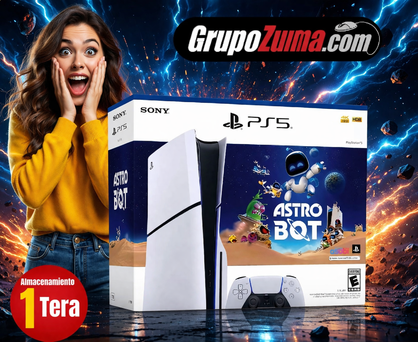 A9 PS5 SLIM DISCO & DIGITAL DE 1TB, CON EL JUEGO ASTROBOT
