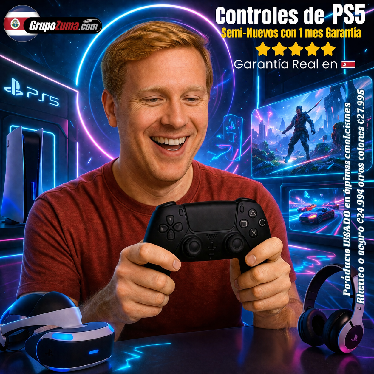 B3 CONTROL DE PS5 SEMINUEVO EN COLOR NEGRO