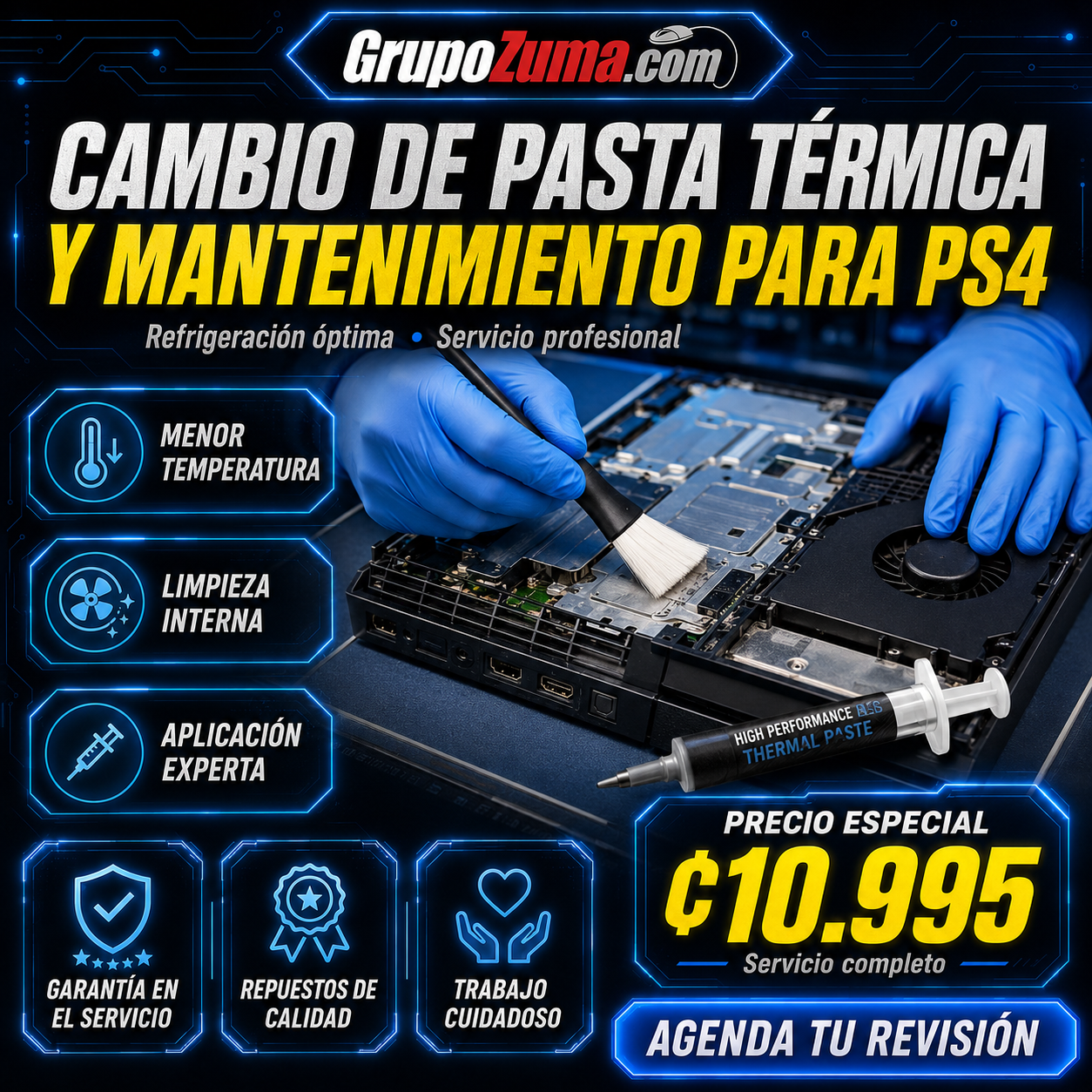 C8• MANTENIMIENTO EN GENERAL Y CAMBIO DE PASTA TÉRMICA PARA PS4.