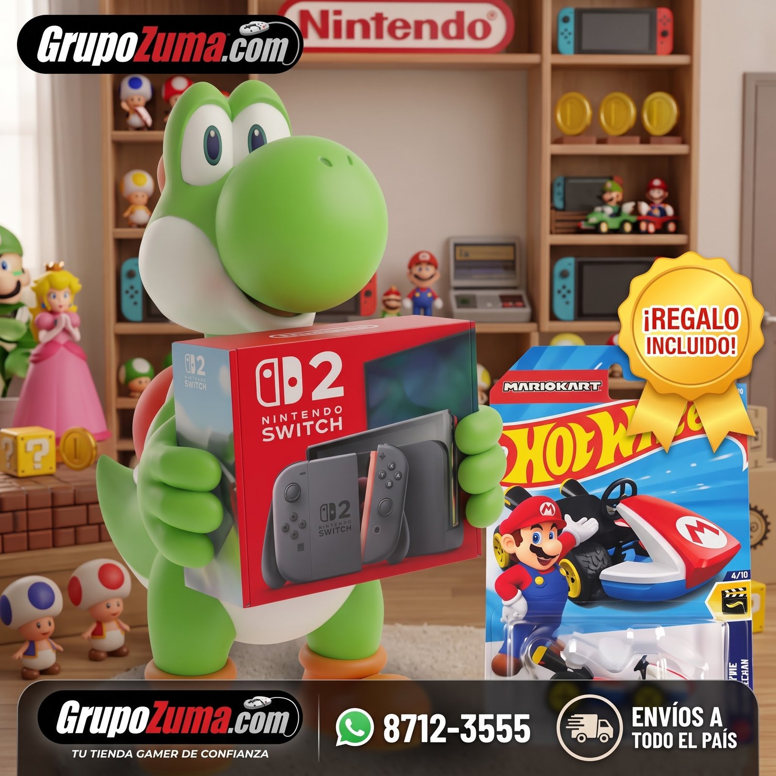 A0• NINTENDO SWITCH 2 Americano 🇺🇸, incluye Hotwheels de Mario kart 
