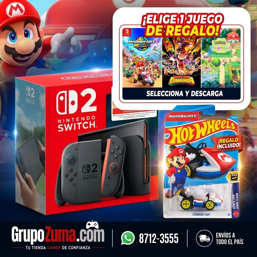 A9 • Nintendo Switch 2 con 1 juego a Elegir de los adjuntos en la imágen + Hotwheels Mario Kart