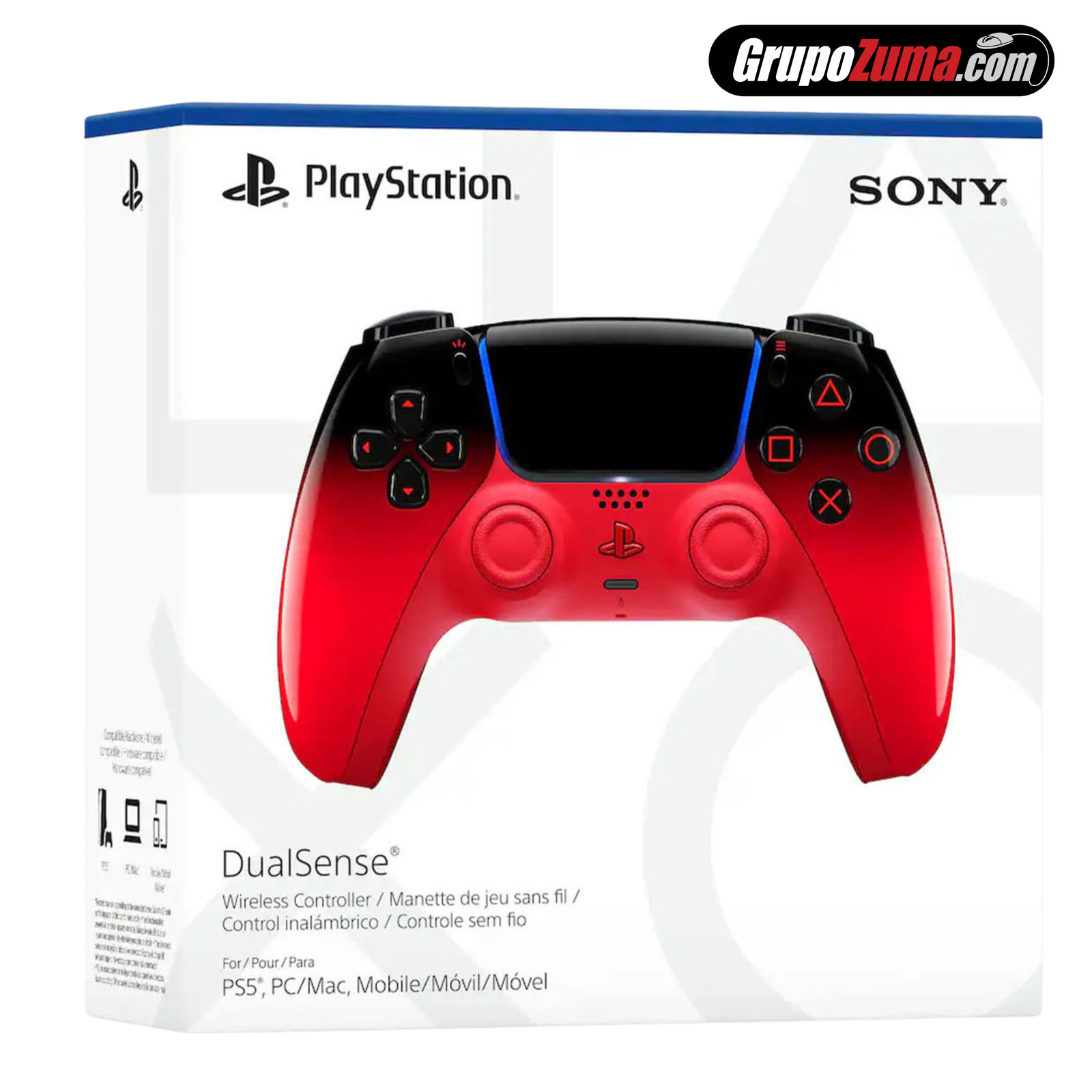 Control de PS5 bicolor rojo con negro