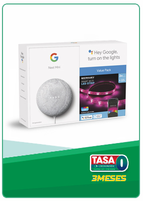 Google Nest Mini + Smart WiFi Led Strip 2m.